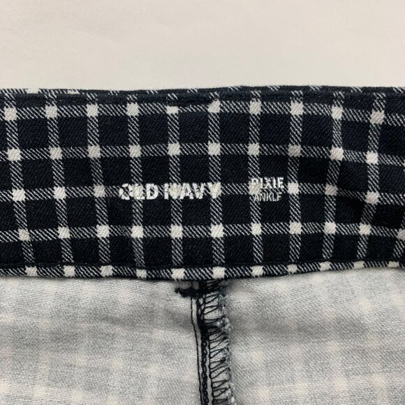 Old Navy Black White Windowpane Checkered Stretch Canvas Pixie Ankle Pant 10 - Picture 4 of 7